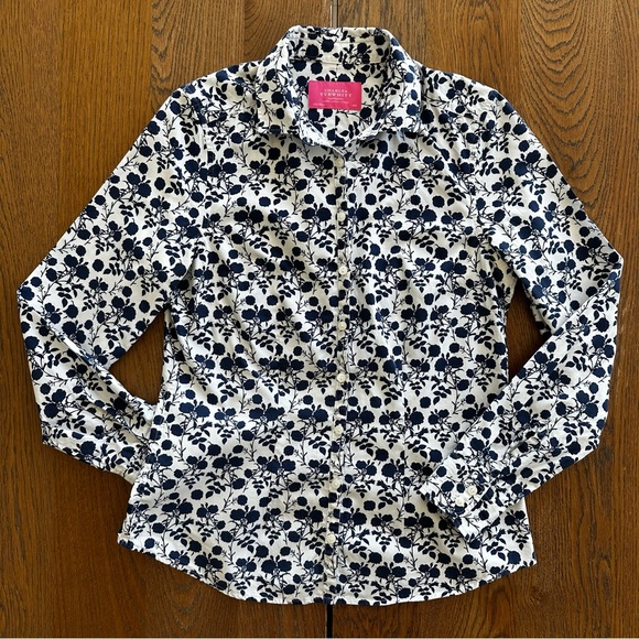 Charles Tyrwhitt Tops - Charles Tyrwhitt Long Sleeve Button Up Navy White Ditsy Floral Work Shirt